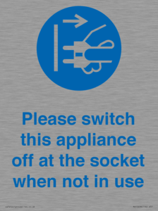 Please switch this appliance off at the socket when not in use